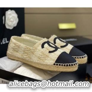 Crafted Chanel CC Tweed Platform Espadrilles 031045 White/Gold 2021