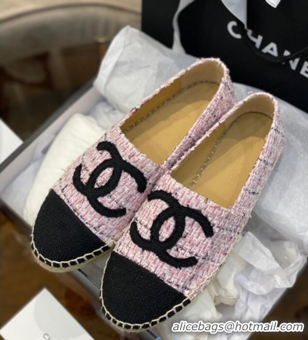 Stylish Chanel CC Tweed Platform Espadrilles 031045 Pink 2021