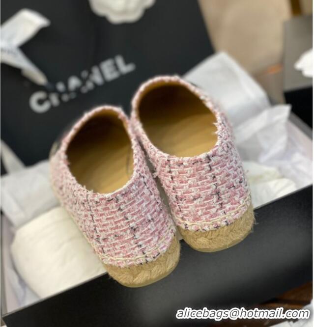 Stylish Chanel CC Tweed Platform Espadrilles 031045 Pink 2021