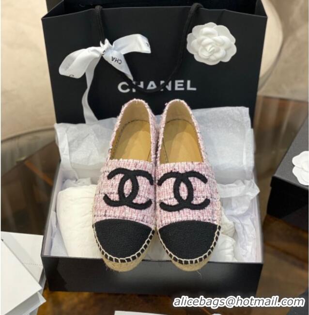 Stylish Chanel CC Tweed Platform Espadrilles 031045 Pink 2021