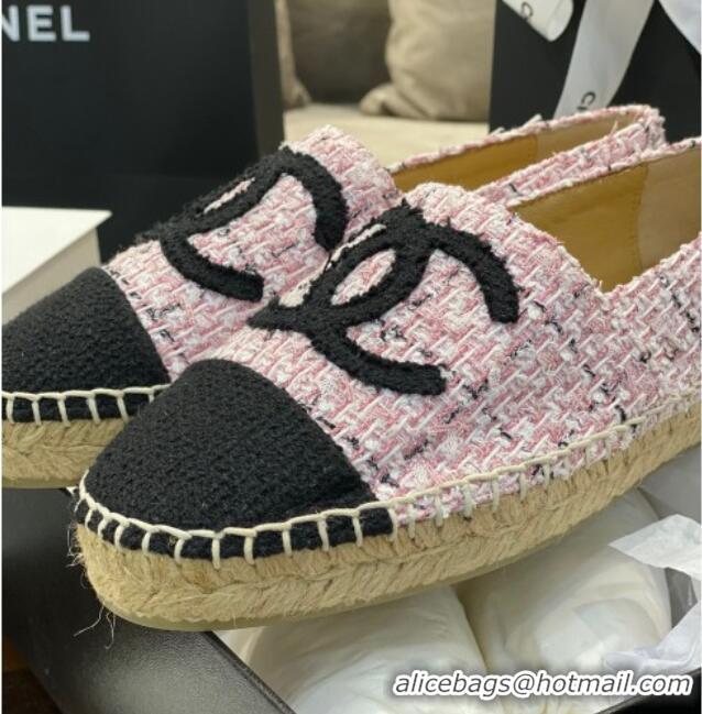 Stylish Chanel CC Tweed Platform Espadrilles 031045 Pink 2021