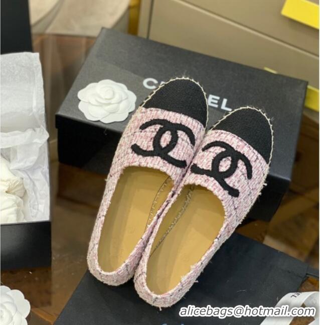 Stylish Chanel CC Tweed Platform Espadrilles 031045 Pink 2021