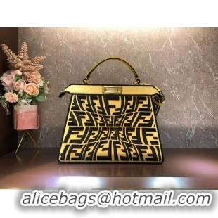 Best Quality FENDI PEEKABOO ICONIC ESSENTIALLY leather bag F1516 Yellow