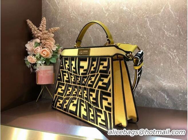 Best Quality FENDI PEEKABOO ICONIC ESSENTIALLY leather bag F1516 Yellow