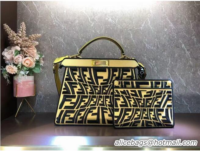 Best Quality FENDI PEEKABOO ICONIC ESSENTIALLY leather bag F1516 Yellow