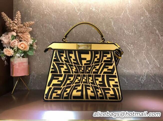 Best Quality FENDI PEEKABOO ICONIC ESSENTIALLY leather bag F1516 Yellow