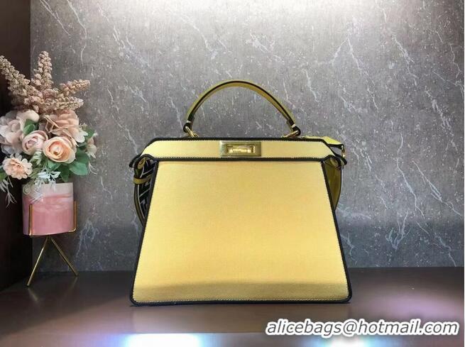 Best Quality FENDI PEEKABOO ICONIC ESSENTIALLY leather bag F1516 Yellow