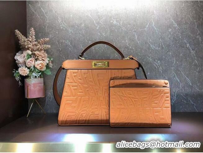 Famous Brand FENDI PEEKABOO ICONIC ESSENTIALLY leather bag F1519 orange