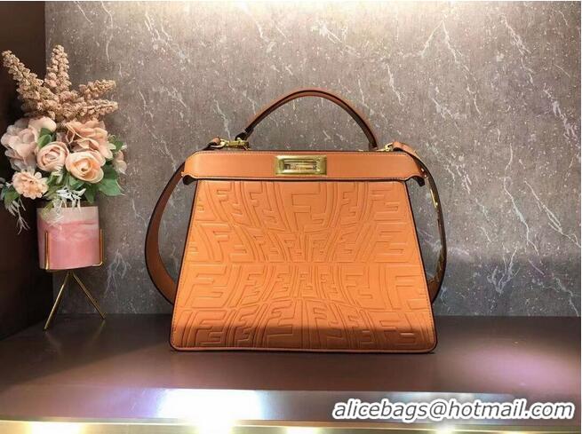 Famous Brand FENDI PEEKABOO ICONIC ESSENTIALLY leather bag F1519 orange