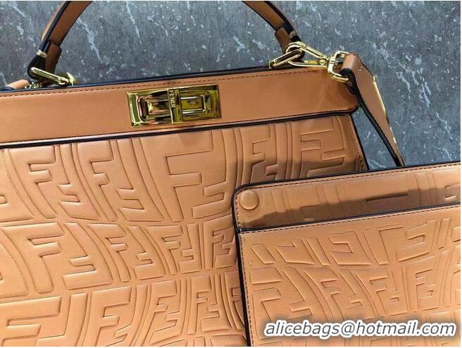 Famous Brand FENDI PEEKABOO ICONIC ESSENTIALLY leather bag F1519 orange