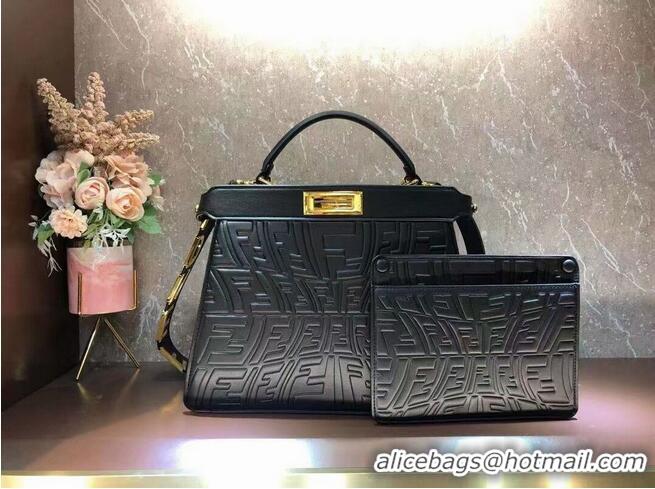 Top Grade FENDI PEEKABOO ICONIC ESSENTIALLY leather bag F1519 Black