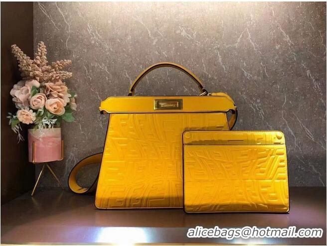 Top Design FENDI PEEKABOO ICONIC ESSENTIALLY leather bag F1519 Yellow