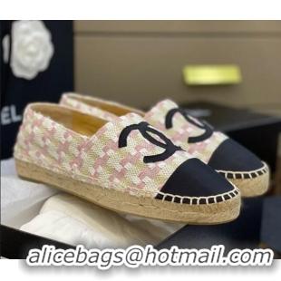 Duplicate Chanel CC Check Tweed Espadrilles 031045 White/Pink 2021