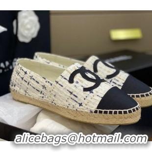 Sophisticated Chanel CC Tweed Espadrilles 031045 White 2021