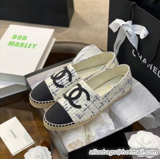 Sophisticated Chanel CC Tweed Espadrilles 031045 White 2021