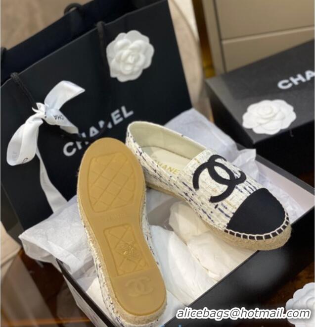 Sophisticated Chanel CC Tweed Espadrilles 031045 White 2021