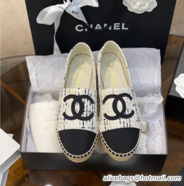 Sophisticated Chanel CC Tweed Espadrilles 031045 White 2021