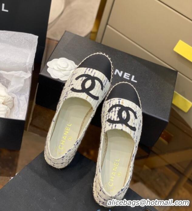 Sophisticated Chanel CC Tweed Espadrilles 031045 White 2021