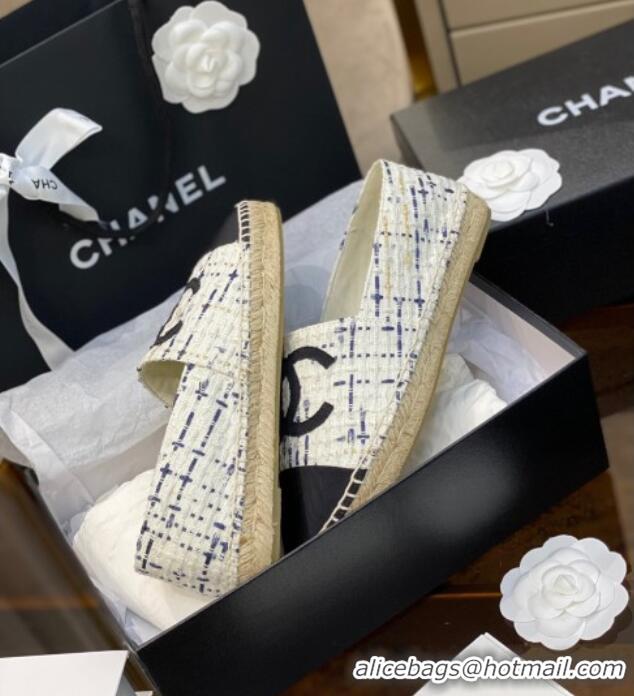 Sophisticated Chanel CC Tweed Espadrilles 031045 White 2021