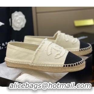 Luxury Chanel CC Canvas Espadrilles 031045 White 2021