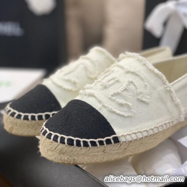 Luxury Chanel CC Canvas Espadrilles 031045 White 2021