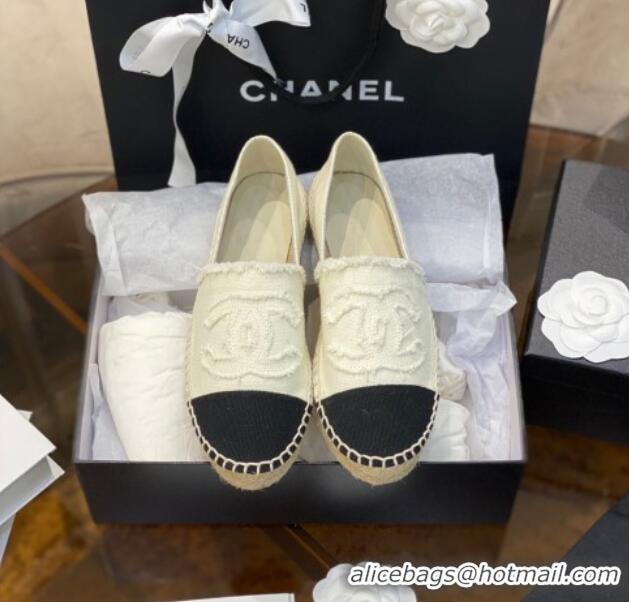 Luxury Chanel CC Canvas Espadrilles 031045 White 2021