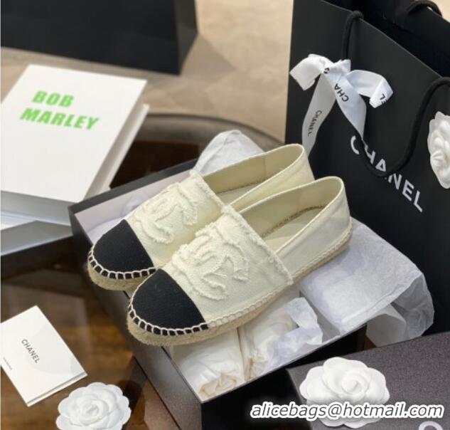 Luxury Chanel CC Canvas Espadrilles 031045 White 2021