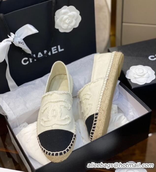 Luxury Chanel CC Canvas Espadrilles 031045 White 2021