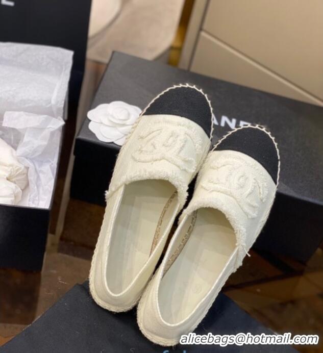 Luxury Chanel CC Canvas Espadrilles 031045 White 2021