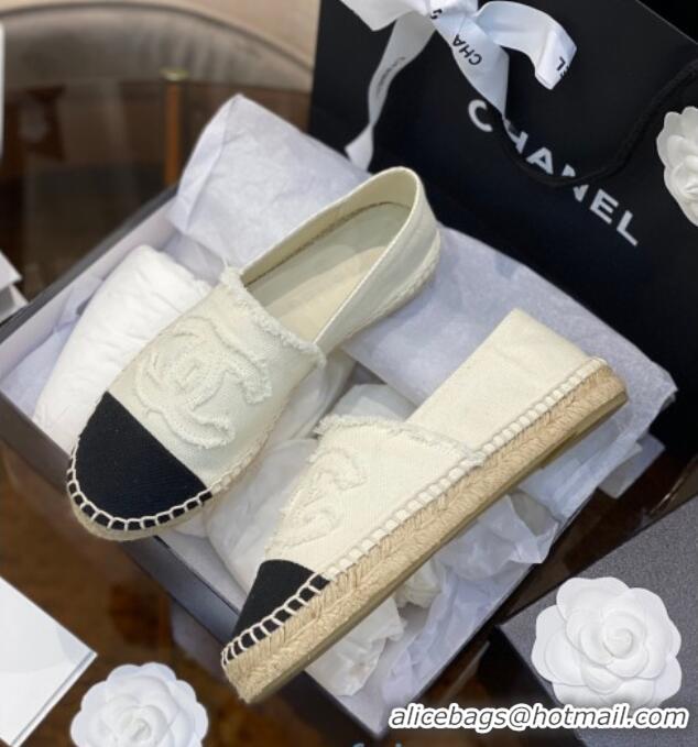 Luxury Chanel CC Canvas Espadrilles 031045 White 2021