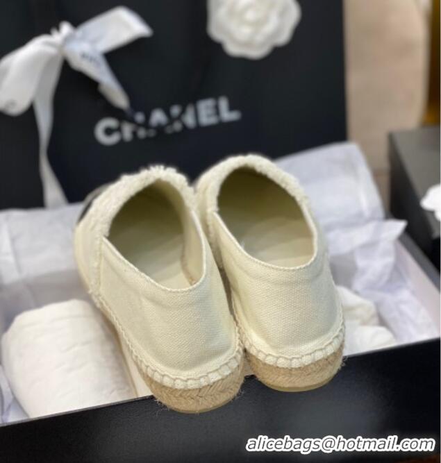 Luxury Chanel CC Canvas Espadrilles 031045 White 2021