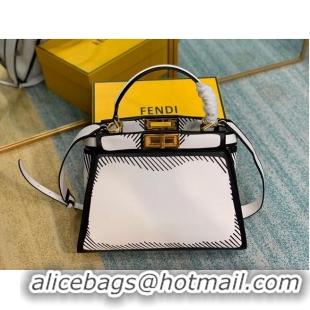 Good Looking FENDI PEEKABOO ISEEU Medium Original Leather Bag F1617 White & Black