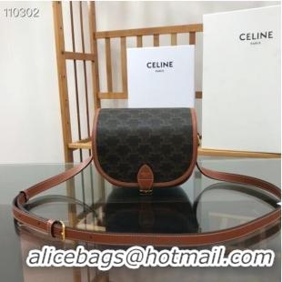 Cheapest Celine TRIOMPHE SHOULDER BAG IN TRIOMPHE CANVAS AND CALFKSIN 191502 black