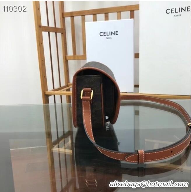 Cheapest Celine TRIOMPHE SHOULDER BAG IN TRIOMPHE CANVAS AND CALFKSIN 191502 black