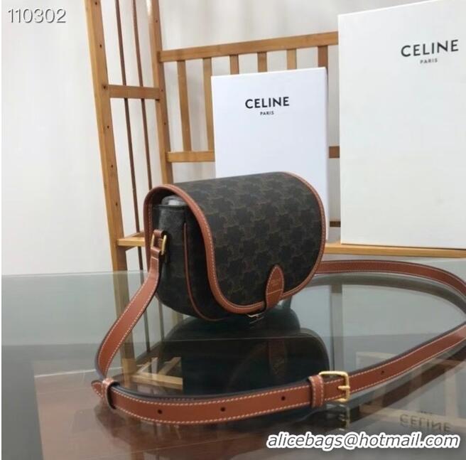 Cheapest Celine TRIOMPHE SHOULDER BAG IN TRIOMPHE CANVAS AND CALFKSIN 191502 black