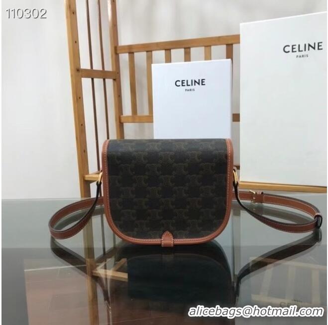 Cheapest Celine TRIOMPHE SHOULDER BAG IN TRIOMPHE CANVAS AND CALFKSIN 191502 black