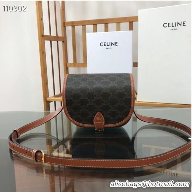 Cheapest Celine TRIOMPHE SHOULDER BAG IN TRIOMPHE CANVAS AND CALFKSIN 191502 black