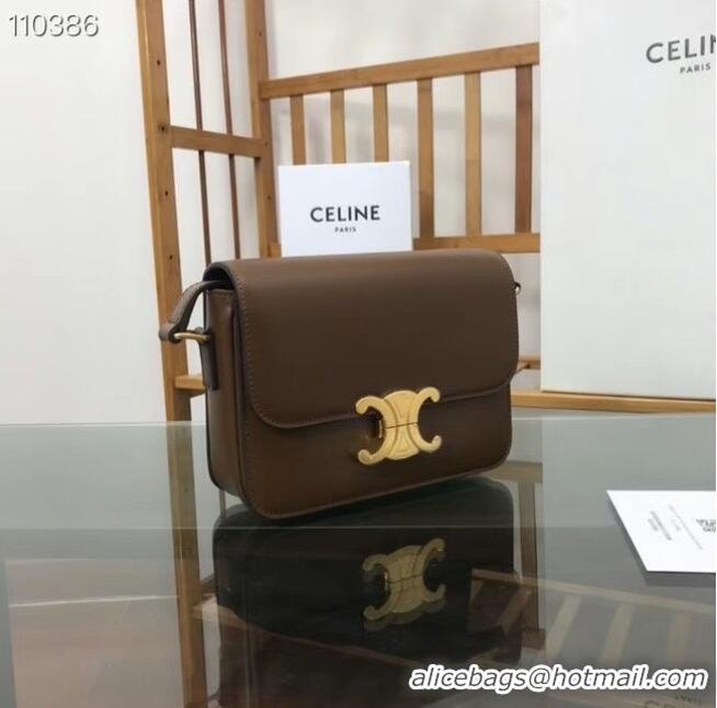 Top Grade Celine TEEN TRIOMPHE BAG IN SHINY CALFSKIN MINERAL 188423 Khaki