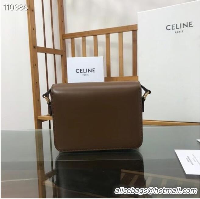 Top Grade Celine TEEN TRIOMPHE BAG IN SHINY CALFSKIN MINERAL 188423 Khaki