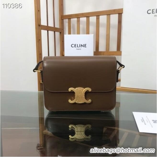 Top Grade Celine TEEN TRIOMPHE BAG IN SHINY CALFSKIN MINERAL 188423 Khaki