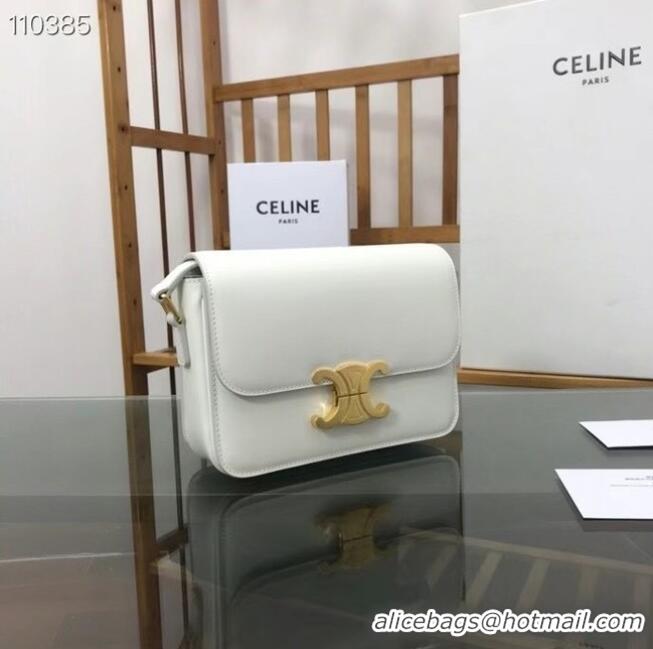 Top Quality Celine TEEN TRIOMPHE BAG IN SHINY CALFSKIN MINERAL 188423 White