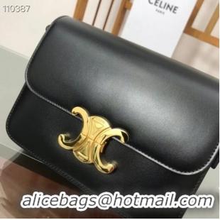 Hot Style Celine TEEN TRIOMPHE BAG IN SHINY CALFSKIN MINERAL 188423 black