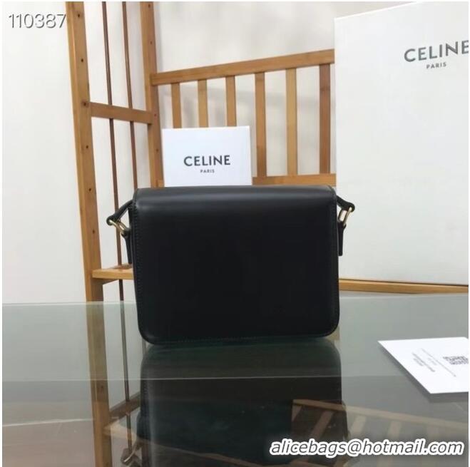 Hot Style Celine TEEN TRIOMPHE BAG IN SHINY CALFSKIN MINERAL 188423 black