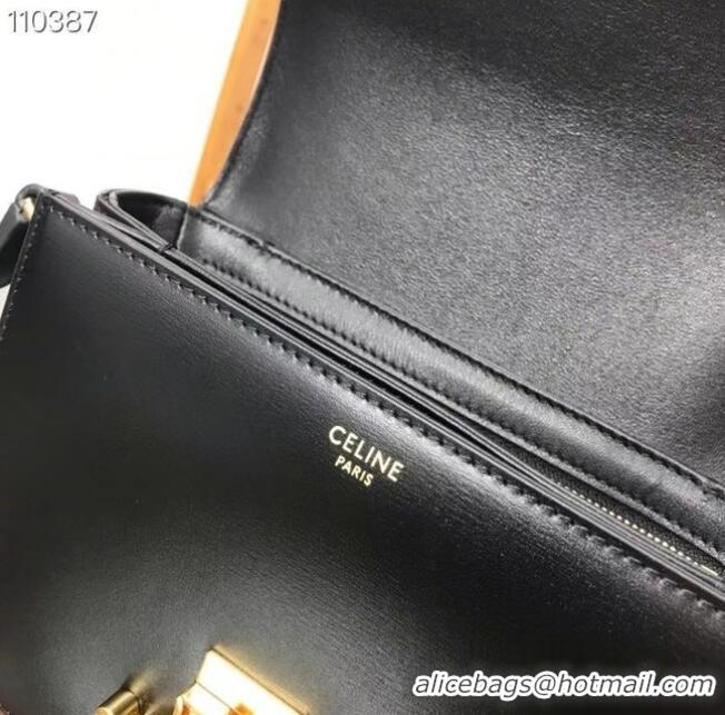 Hot Style Celine TEEN TRIOMPHE BAG IN SHINY CALFSKIN MINERAL 188423 black