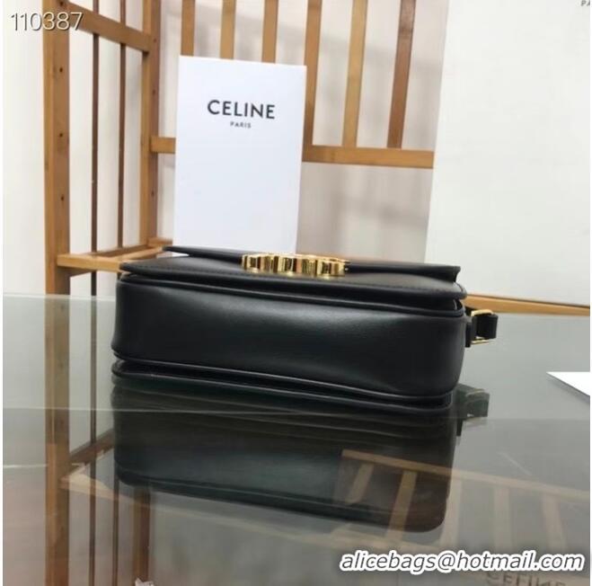 Hot Style Celine TEEN TRIOMPHE BAG IN SHINY CALFSKIN MINERAL 188423 black