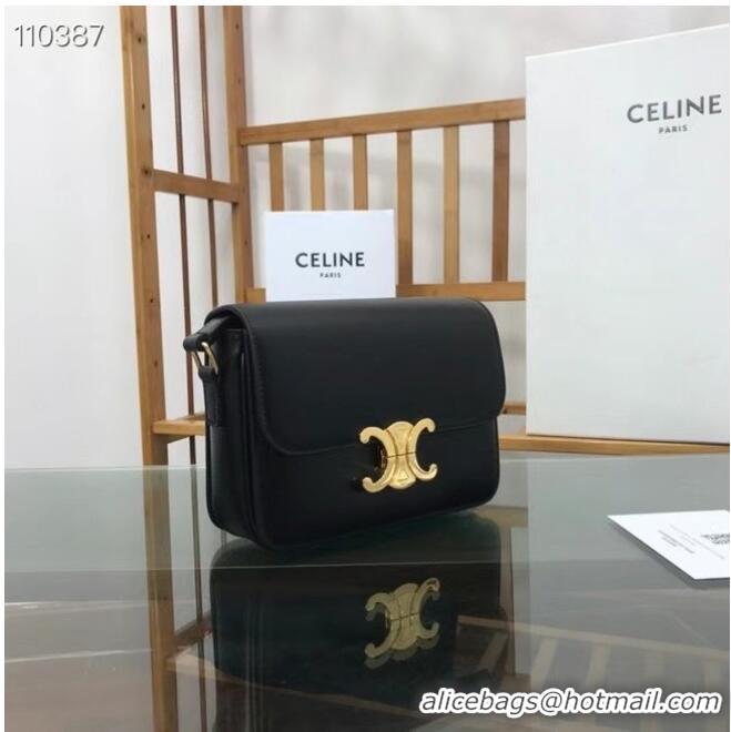 Hot Style Celine TEEN TRIOMPHE BAG IN SHINY CALFSKIN MINERAL 188423 black