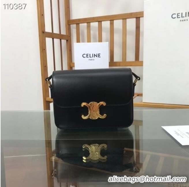 Hot Style Celine TEEN TRIOMPHE BAG IN SHINY CALFSKIN MINERAL 188423 black