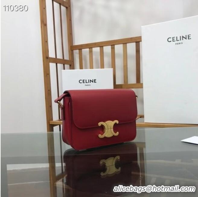 Discount Celine TEEN TRIOMPHE BAG IN SHINY CALFSKIN MINERAL 188423 red