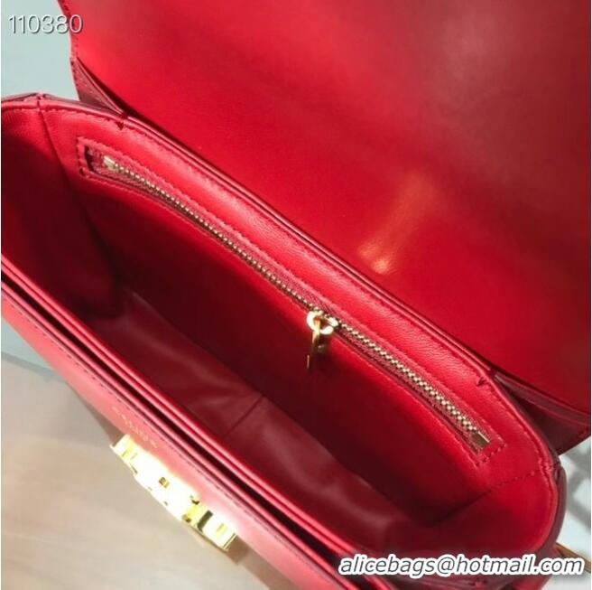 Discount Celine TEEN TRIOMPHE BAG IN SHINY CALFSKIN MINERAL 188423 red