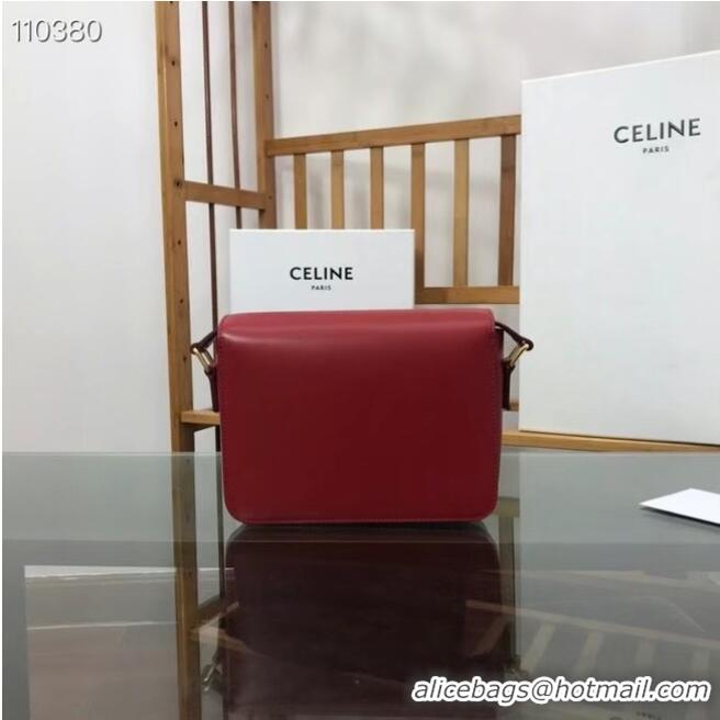 Discount Celine TEEN TRIOMPHE BAG IN SHINY CALFSKIN MINERAL 188423 red